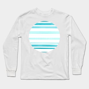 Teal watercolor lines Long Sleeve T-Shirt